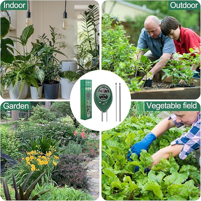 2 Pack Soil Tester, 3-in-1 Plant Moisture Meter Light and PH Tester Garden Lawn Farm, Indoor and Outdoor Use, Soil Test Kit Acidity Water - Image 5