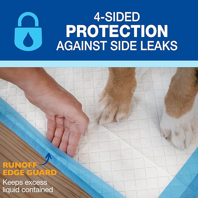 Four Paws Wee-Wee Superior Performance Pee Pads for Dogs with Runoff Barrier Edge Guard Protection, Puppy & Dog Potty Training Pads, Housebreaking Supplies, 28" x 34" (75 Count) - Image 4