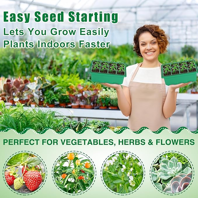 Seed Starter Tray with Grow Light & Heat Mat- 4 Pack 48 Cell Durable Easy Use Seed Starter Kit for Beginners, Thriving Seedling Germination Kit with Humidity Domes for Indoor Plant Growing Propagation - Image 7