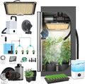 Upgrade Integrated Auto Grow Tent Kit Complete Kit, S1000 LED Grow Light, 32"x32"x64" Grow Tent, 4“ Ventilation with Inline Fan, Carbon Filter, Irrigation Kit, Humidifier and Clip Fan by TopoGrow