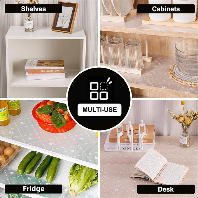 INNOLITES Kitchen Cabinet Shelf Liner, Non-Adhesive Refrigerator & Drawer Liner, Waterproof EVA with Floral, Easy to Clean & BPA-Free (White Daisy, 11.8" x 360") - Image 8