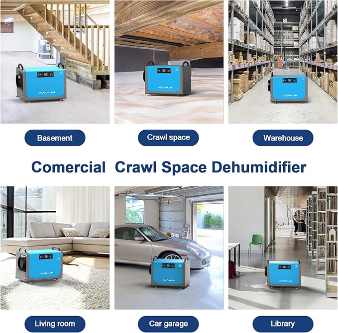 Crawl Space Dehumidifier 113 Pint Commercial Dehumidifier Energy Star Efficient Certified for Basement,Whole House with Drain Hose,Large Capacity, Water Damage Unit,Portable, Auto Defrost - Image 6