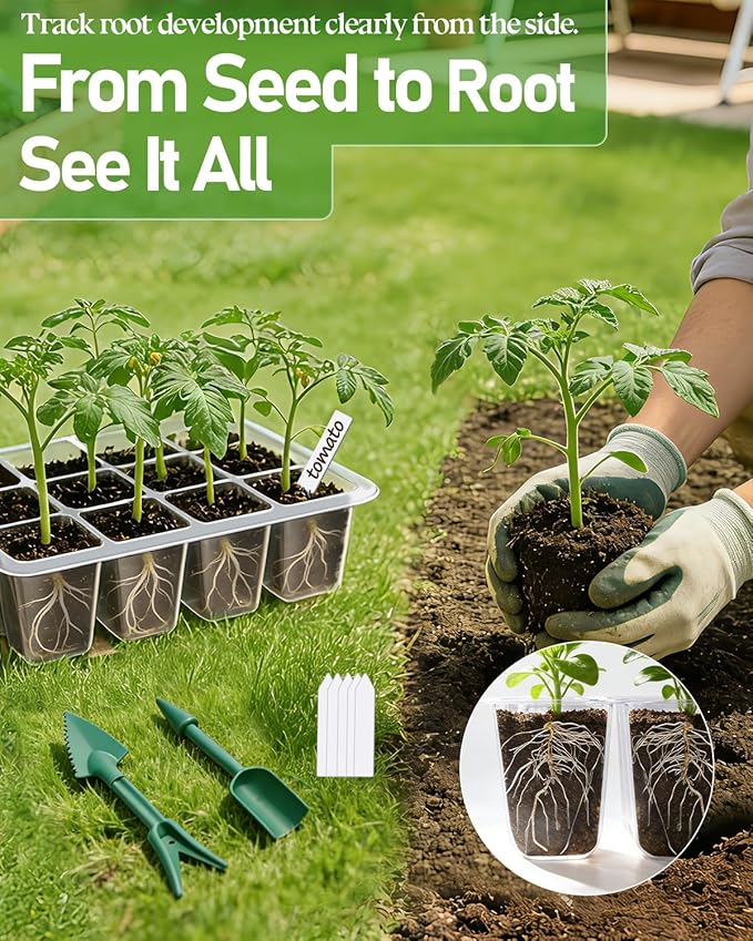 joyhalo 10 Packs Seed Starter Tray with Extra-Tall Humidity Dome 120 Cells Total, Thicken Seed Starter Kit, Greenhouse Germination Kit, Indoor Gardening Plant Trays for Seeds Growing - Image 5