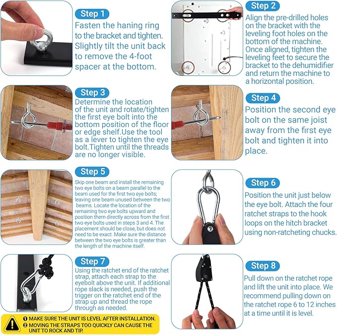 Dehumidifier Hanging Kit, Dehumidifier Joist Hanging Kit for Crawl Space and Basement Dehumidifiers, Helps Reduce Noise and Vibration of The Unit - Image 4