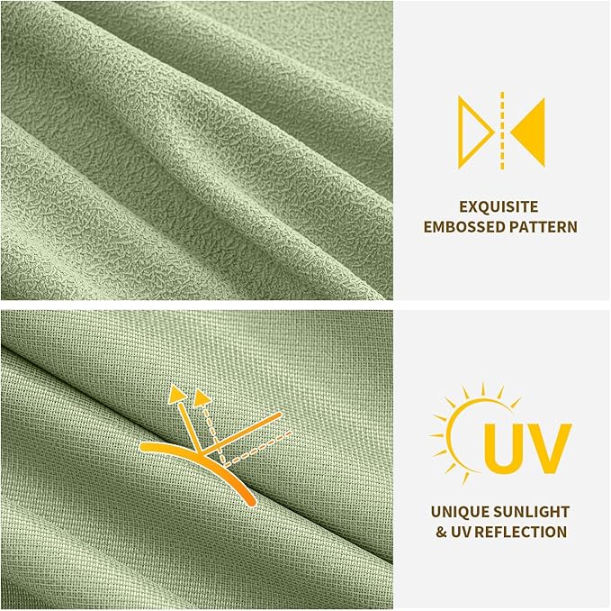 MIULEE Sage Green Thermal Insulated Curtains 63 Inch Long 2 Panels Set for Summer Heat Blocking Non See Through Privacy Thick Semi Sheer Light Filtering Back Tab Window Drapes for Bedroom Living Room - Image 4