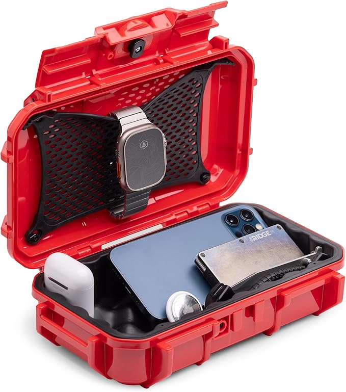 Evergreen 56 Dry Box - EDC Tough Protective Case USA Made for Organization of Cameras, Phones, Camping, Fishing, Hiking, Water Sports (Red) by EvergreenCases