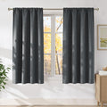 NICETOWN Charcoal Gray Faux Linen Room Darkening Rod Pocket Curtains 63 inch Length, W42 x L63, Light Blocking Thermal Insulated Noise Reducing Drapes for Bedroom Living Room Farmhouse Decor, 2 Panels by NICETOWN