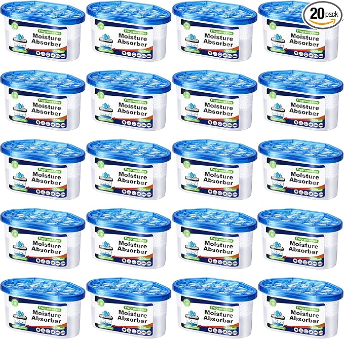 CHMI Moisture Absorbers 20 Pack， Attract and Trap Excess Moisture from Your Bathroom, Kitchen，Closet, Eliminate Musty Odors，Odor Eliminator with Fragrance Free, 6.4oz, 300ml. by CHMI