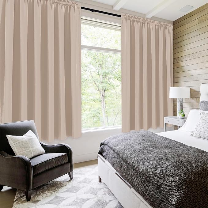 DWCN Blackout Curtains for Living Room Thermal Insulated, Energy Saving & Noise Reducing Bedroom Curtains, Camel, W 70x L 63 Inch, Set of 2 Rod Pocket Curtain Panels - Image 2
