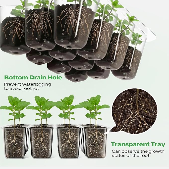 YAUNGEL 4 Pack Seed Starter Tray with Self-Heating, Seed Starter Kit with High Humidity Control Domes, Seedling Starter Trays for Indoor Gardening Plant, Green - Image 6