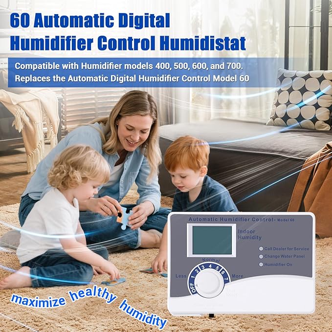 60 Humidifier Control Humidistat with Outdoor Temperature Sensor compatible with AprilAire 400 500 600 700 Series Whole Home Dehumidifiers Replacement for AprilAire 60, 24VAC Digital Wall Mount - Image 2