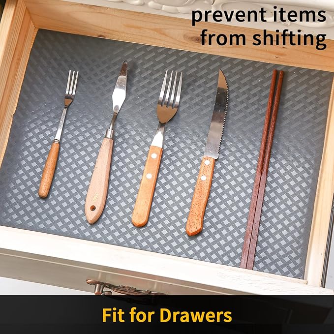 iwtmm Shelf Drawers Liners for Kitchen Cabinets Non-Slip, Washable, Oil-Proof Drawer Liners, EVA Waterproof Non-Adhesive Cabinet Liners for Kitchen, Pantry, Bathroom - Image 3