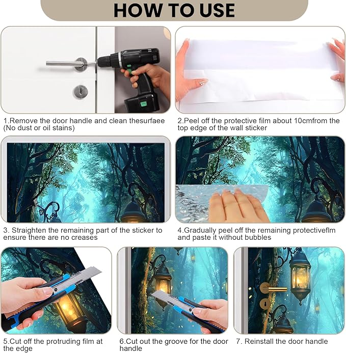 3D Door Stickers, Peel and Stick Vinyl Wallpaper ，Self-Adhesive Mural for Home Decor 30.3" W x 78.7" H (Forest Trail -1, 30.3" W x 78.7" H) - Image 5