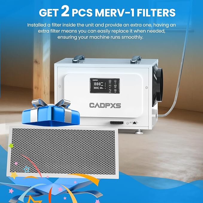 CADPXS Crawl Space Dehumidifier with Pump, 125 Pints Commercial Dehumidifiers with Drain Hose, Dehumidifier for Crawlspace, Basements & Water Damage Use, Auto Defrost, Memory Restart, cETL Listed - Image 2