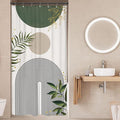Small Stall RV Shower Curtain 36Wx72H Half Single Green Modern Boho Mid Century Abstract Gold Leave Grey Plant Bathroom Decor Minimalist Arch Aesthetic Bath Curtain Polyester 7 Pack Hooks by MitpokBrand