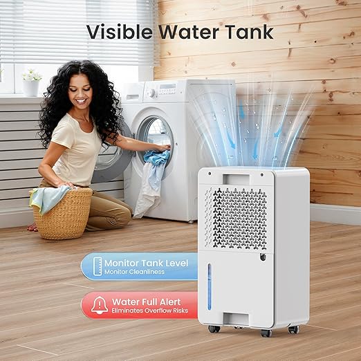 CHIVALZ 1800 Sq.Ft Dehumidifier for Basement, Quiet Dehumidifier for Home, Bedroom, Bathroom, Humidity Display, with Drain Hose, Auto Shut Off, 3 Modes, Timer, Auto Defrost, Child Lock, White 1Pack - Image 7