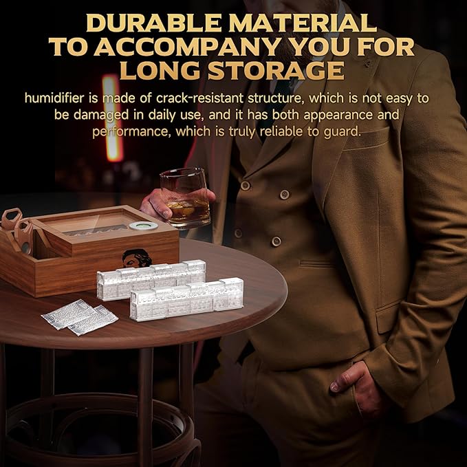 Cigar Humidifier, 2-Piece Slide Controlled Humidity Release Crystal Gel Cigar Humidor Humidifier, Reusable Humidor Accessories, Ideal Cigar Accessories for Men Gift Set - Image 7