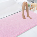 Smiry Luxury Chenille Bathroom Rugs 59x35, Extra Soft and Absorbent Shaggy Bath Mat, Machine Washable, Non-Slip Plush Carpet Runner for Tub, Shower, and Floor, Home Decor Accessories, Pink by Smiry