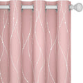 Deconovo Pink Blackout Curtains for Bedroom, Thermal Insulated Soundproof Pravicy Curtain, Silver Wave Dots Print, 52 x 108 Inch Long, Machine Washable Window Panels for Kids Room Nursery, Set of 2 by Deconovo