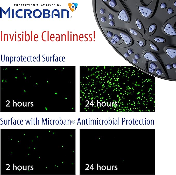 AquaDance Antimicrobial – Anti-Clog High-Pressure 6-Setting Shower Head with Microban Nozzle Protection from Growth of Mold, Mildew & Bacteria for Stronger Shower! 4" Sunset Blue - Image 4