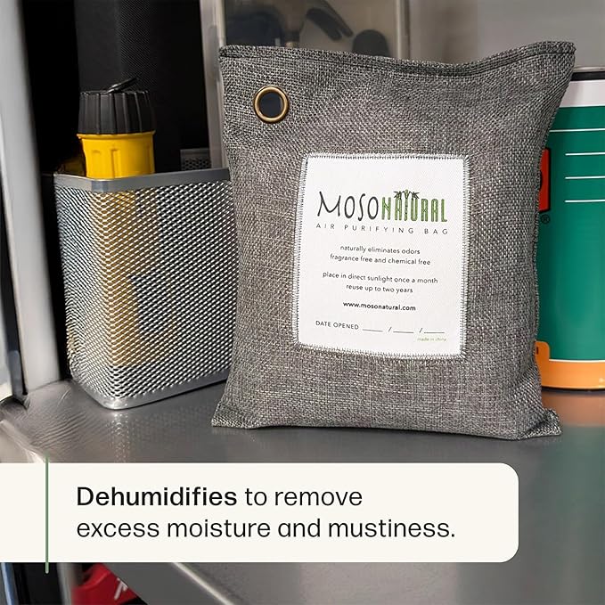 Moso Natural Air Purifying Bag 500g (3 Pack) Premium Bamboo Charcoal Odor Absorber for Home, Bedroom, Kitchen, Basement | Unscented Pet Odor Eliminator | Large Charcoal Deodorizer Bag Covers 250sqft - Image 5
