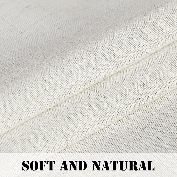 H.VERSAILTEX Natural Linen Bedroom Curtains 63 Inch Length 2 Panels Rod Pocket Light Filtering Semi Transparent Lightweight Curtain for Living Room Sand Beach Farmhouse, 52"x 63", Heathered Natural - Image 4
