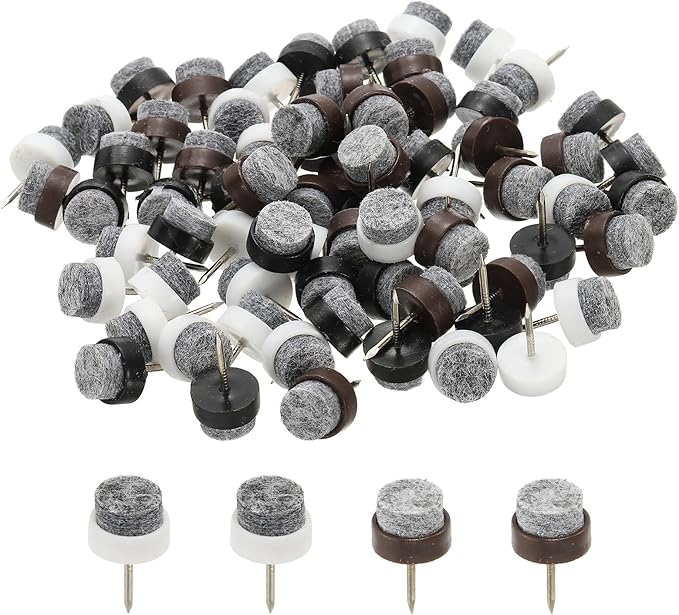 PATIKIL 14 mm Nail-on Felt Pads, 72 Pcs Round Felt Furniture Sliders Pads Heavy Duty Floor Protectors for Wooden Chair Sofa Cabinet Table Leg Feet Hardwood Floors, Black/Brown/White by PATIKIL