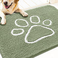 OLANLY Dog Door Mat for Muddy Paws 30x20, Paw Print Design, Absorbs Moisture and Dirt, Non-Slip Washable Doormat, Quick Dry Chenille Mud Mat for Dogs, Entry Indoor Entryway Carpet, Sage Green by OLANLY