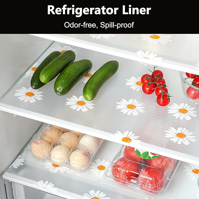 INNOLITES Shelf Liners for Kitchen Cabinets – Drawer Liner Waterproof & Oil-Proof, Non-Adhesive EVA with Floral Pattern – Durable Washable, Easy to Clean (Clean Daisy, 23.6" x 360") - Image 4