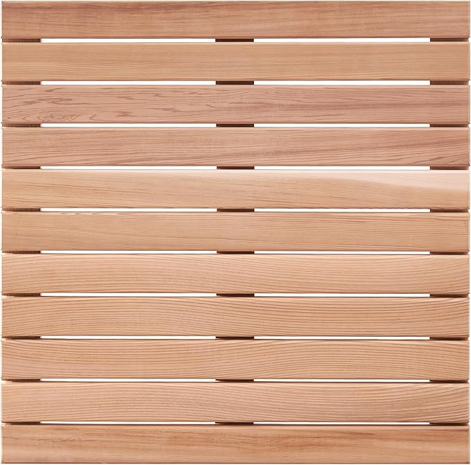 bingaai Cedar Wood Bath Mat 21"×21" Square, Cedar Wooden Bath Mats, Wood Shower Stall Mat Non-Slip for Bathroom Bathtub Spa Sauna Garden Home, Wooden Floor Mat Small for Indoor and Outdoor by WhenStyleMeetsPracticality