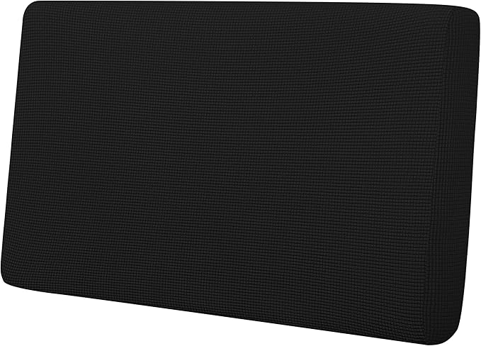 Easy-Going Stretch Loveseat Cushion Cover Sofa Cushion Furniture Protector Sofa Seat Sofa Slipcover Sofa Cover Soft Flexibility with Elastic Bottom(Loveseat Cushion, Black) by Easy-Going