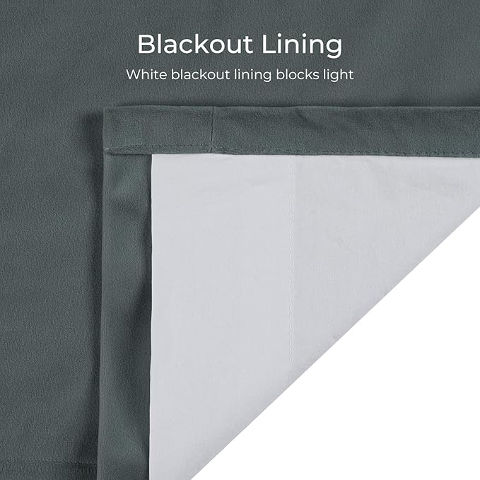 TWOPAGES Luxury Velvet Curtain Pinch Pleated Dark Grey Curtain 102 inch Long Thermal Insulated Blackout Drapes for Bedroom Living Room Indoor Window (1 Panel,Dark Grey,72Wx102L) - Image 4
