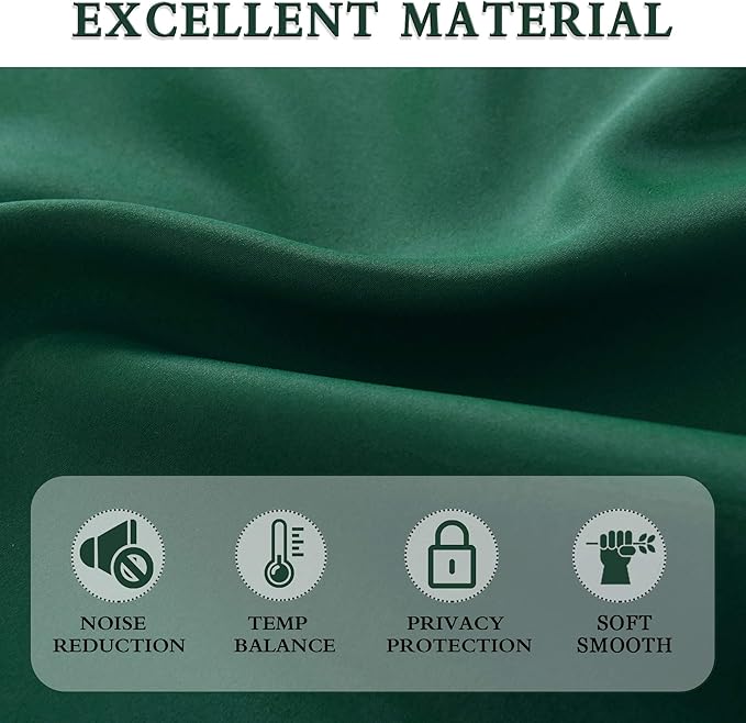 DONREN 48 Inch Curtains Emerald Green Blackout Curtains - All Season Thermal Insulated Rod Pocket Curtain Panels for Kids Room (2 Panels,52 W by 48 inches Long) - Image 3