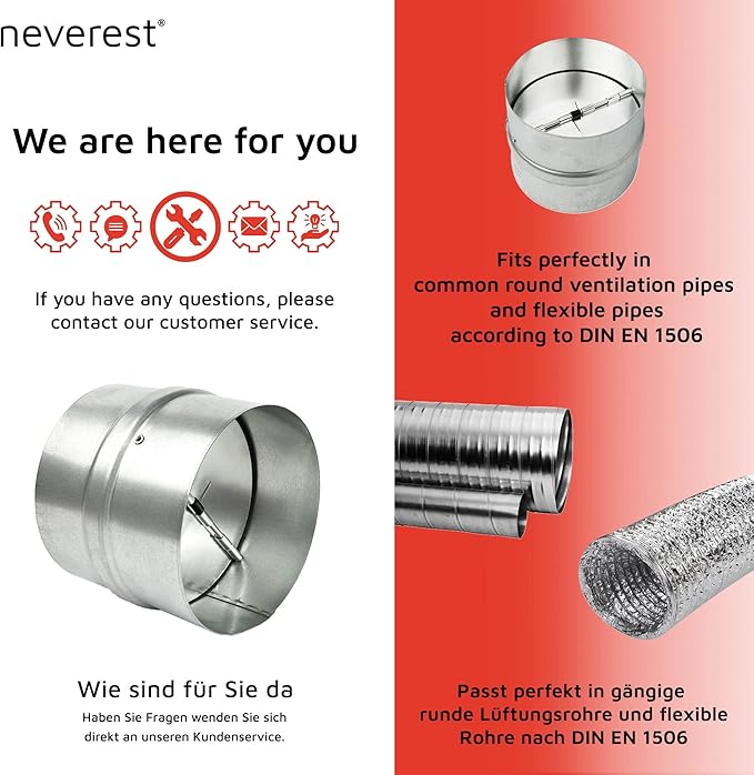 neverest® RK 5" Professional Backdraft Shutter Damper Connector Duct Fits Only with Metal Ducts - Image 6