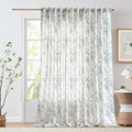 jinchan Linen Floral Curtains 100 Inch Extra Wide for Patio Sliding Glass Door Room Divider Curtain for Living Room 108 Inch Length Farmhouse Peony Blue Printed Curtain Set 1 Panel by JINCHAN