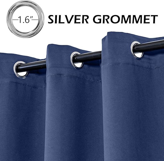 MYSKY HOME Sliding Door Curtains for Living Room, Grommet Blackout Curtain for Bedroom, Patio Thick Vertical Blinds Privacy Thermal Insulated Room Divider Curtains, 1 Panel, 100 x 84 Inch, Navy - Image 3