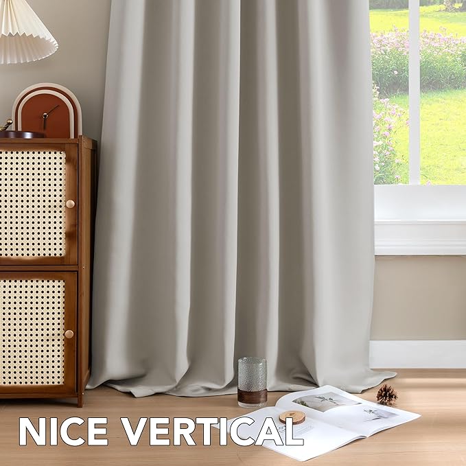 H.VERSAILTEX Blackout Curtains Thermal Insulated Window Treatment Panels Room Darkening Blackout Drapes for Living Room Back Tab/Rod Pocket Bedroom Draperies, 52 x 84 Inch, Stone, 2 Panels - Image 8