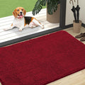 OLANLY Dog Door Mat for Muddy Paws 47x32, Absorbs Moisture and Dirt, Absorbent Non-Slip Washable Doormat, Quick Dry Chenille Mud Mat for Dogs, Entry Indoor Entryway Carpet for Inside Floor, Red by OLANLY