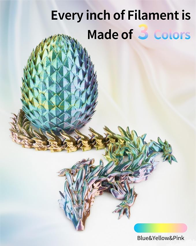 LANDU Silk Tri-Color PLA Filament 1.75mm 1Kg, Triple Color Silk PLA Filament, Silk Rainbow PLA Filament, Neatly Wound 3D Printer Filament, 3 in 1 Multi Color Filament +/-0.02mm, Silk Yellow Pink Blue - Image 2