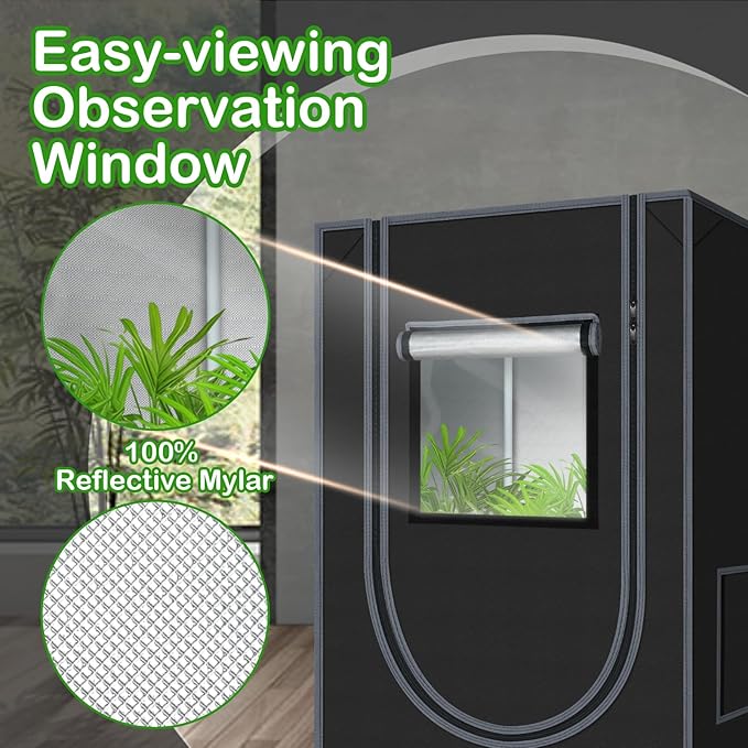 2x2 Grow Tent 24"x24"x36" Grow Tents 600D Mylar Hydroponic Indoor Plants Growing Tent with Floor Tray Grow Room - Image 4