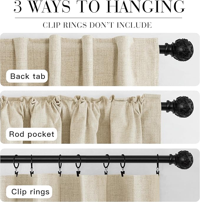 RYB HOME Warm Sand 100% Blackout Curtains for Bedroom, Linen Drapes Back Tab&Rod Pocket, Thermal Insulated Privacy Assurd Curtains for Sliding Glass Doors/Dining/Living Room, W52 x L84, 2 Panels - Image 6