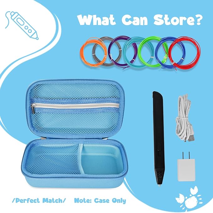 Case Compatible with 3Doodler Start+ Essentials for 3D Pen Set for Kids, Carrying Holder Fit for Printing Pens, Storage Organizer for Printing Filament Refill, Micro-USB Charger (3D-04B-Blue) - Image 5
