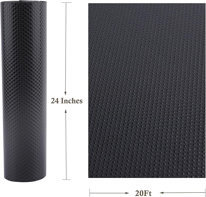 Cabinet Shelf Liner 24 Inch Wide X 20 Ft Non-Slip Kitchen Drawer Liners Waterproof & Oil-Proof Drawer Liners for Cupboard Pantry Non Adhesive Refrigerator Shelf Liner Strong Grip Cabinet Mat (Black) - Image 7