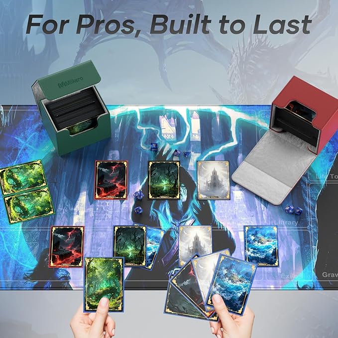 Mlikero Card Deck Box, Commander Deck Box Holds 100+ Double-Sleeved Cards with Divider, Leather Magnetic Closure Card Box Fit for MTG, TCG (Green) - Image 6