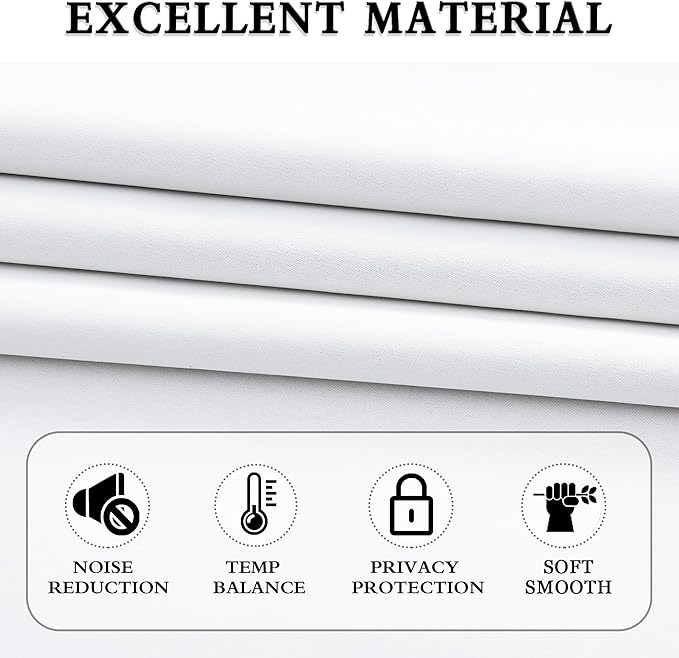 DONREN Pure White Room Darkening Curtains for Bedroom,63 inches Long Thermal Insulated Curtains and Drapes Small Window Decor Privacy Shades for Kitchen,W52 x L63 inch,2 Panels - Image 3