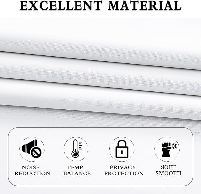 DONREN Patio Door Half Blackout Curtain Panels,108 inch Length Ceiling to Floor Extra Long Energy Efficient Drapes Curtains for Sliding Glass Door(Pure White,2 Pieces,5FT x 9FT,W 60 x L108) - Image 3
