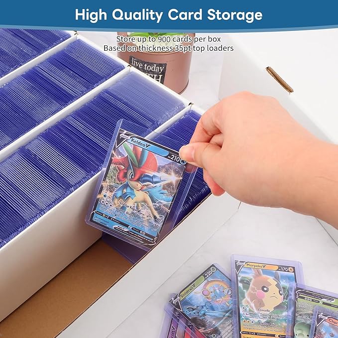 6 Pack Card Storage Box, 3700 Count Trading Card Storage Box White Sports Storage Card Box Organizer Sorting Tray Cards Sleeve Cases Box for Storing Protecting and Organizing Soccer Cards - Image 2