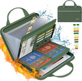Tamfile Fireproof Accordion File Organizer with Handle, 13 Pocket Expanding File Folder with Zipper & Labels, File Folder with Multi-Pockets Paper Organizer Folder for Letter A4 Files, Green by Tamfile