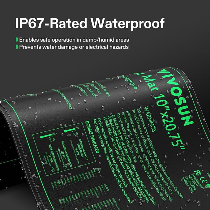 VIVOSUN 2 Pack Durable Waterproof Seedling Heat Mat 10" x 20.75" UL & MET-Certified Warm Hydroponic Heating Pad for Germination, Indoor Gardening, Greenhouse - Image 4