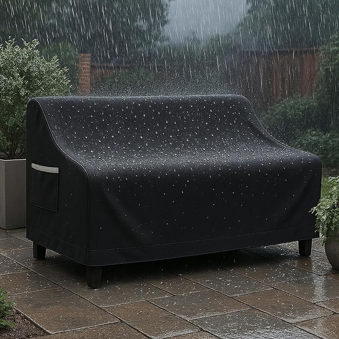 Waterproof Patio Loveseat Cover, 78.7W x 38.2D x 35H inches Heavy Duty 600D Weather-Resistant Outdoor Furniture Protector Black - Image 3